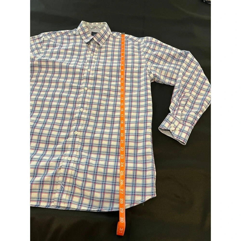 TailorByrd Collection Mens Large Blue Pink Plaid Button Down Flamingo Shirt